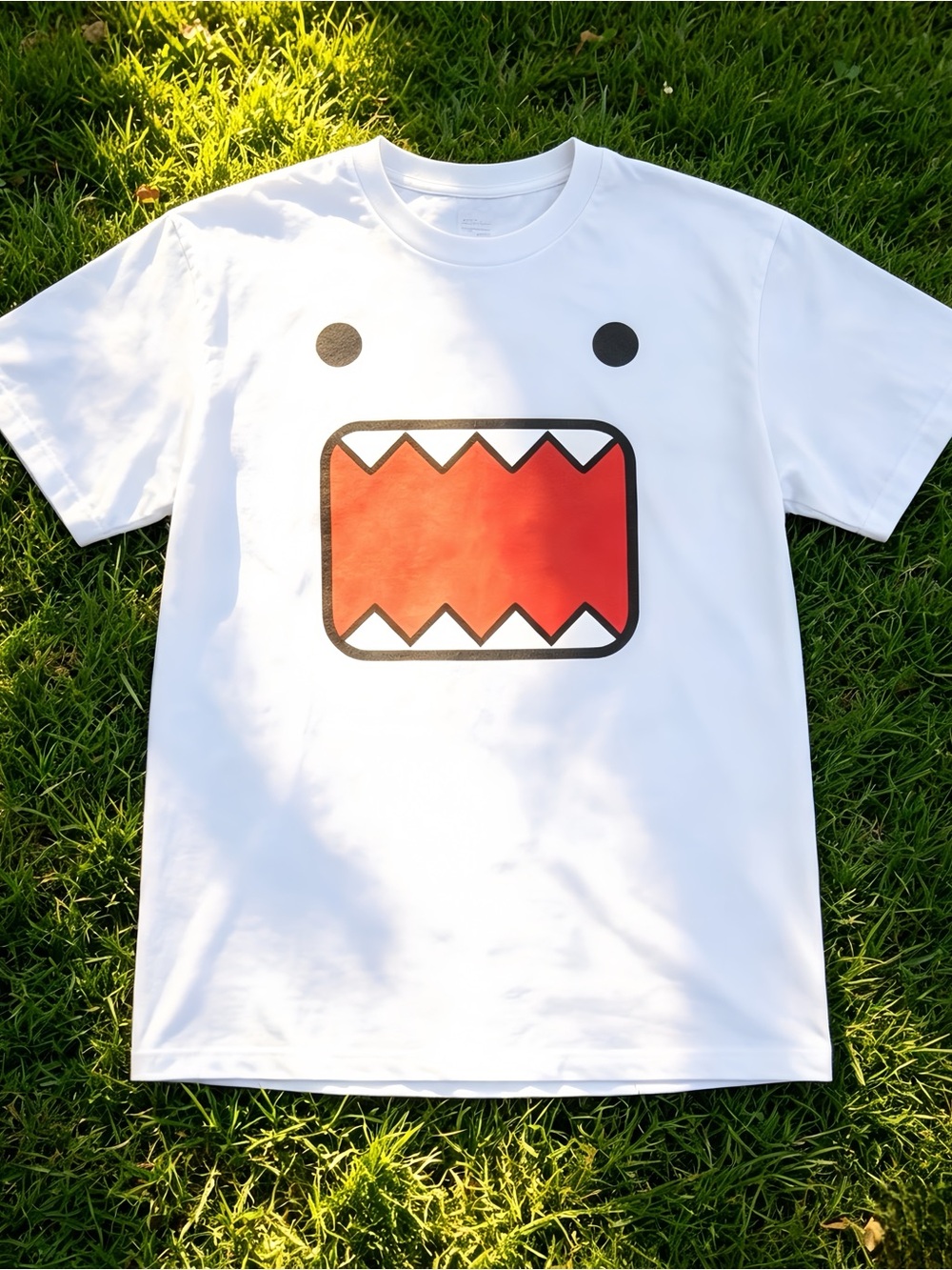 Black unisex T-shirt with face design.